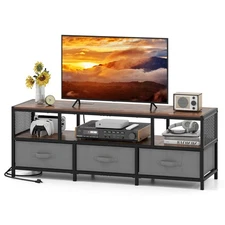 TV Stand for TVs up to 65" with Power Outlets USB Charging Open Shelf