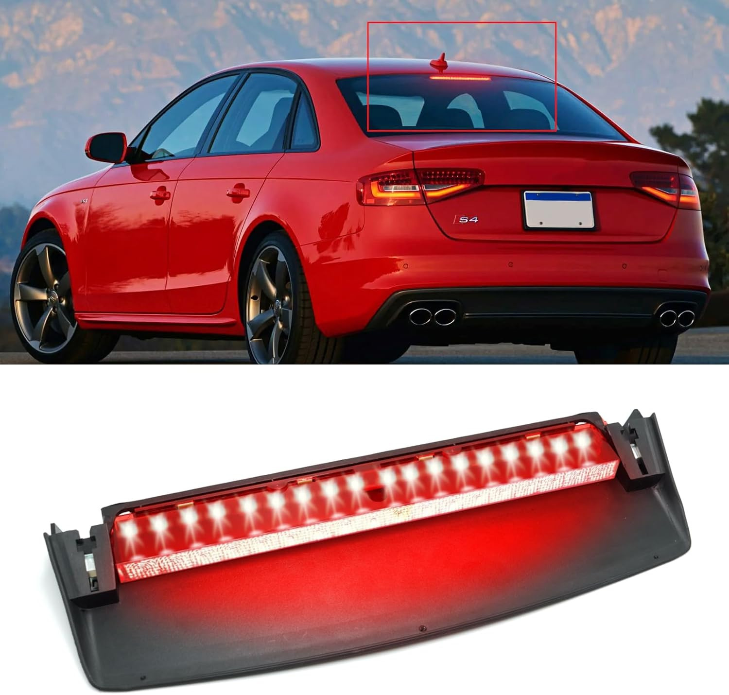Center Brake Light Assembly Compatible with Audi 09-15 A4 Center Brake Light