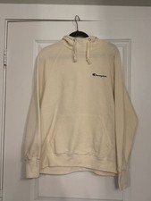 Champion Powerblend Fleece Cream Script Logo Hoodie XL