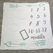 Baby Milestone Blanket with frame 70 Bamboo 30 Cotton Unisex good condition