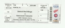 Talón de boleto de gol número 500 de Patrick Kane 1/09/2026 Detroit Red Wings como nuevo