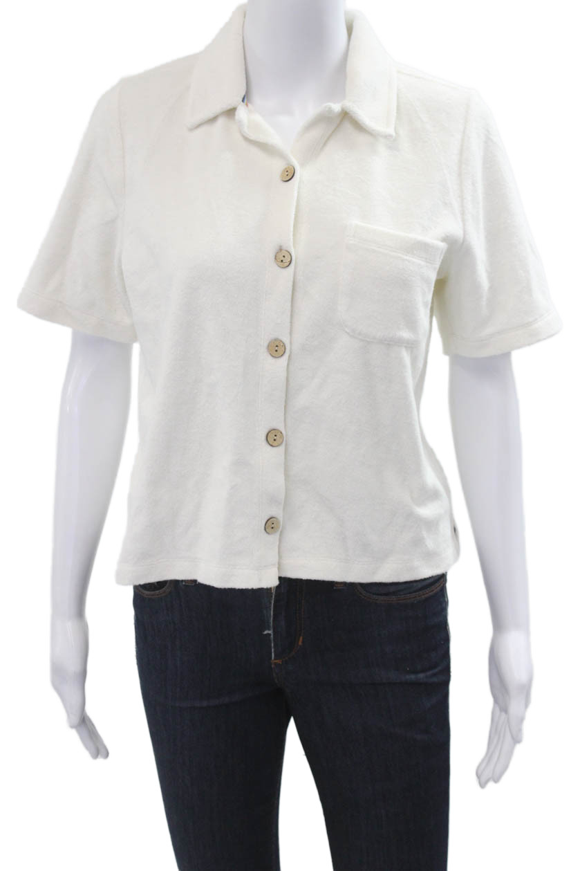 Faherty Womens Basic Collared Button-Up Cotton Sh… - image 1