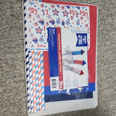 Darice Foamies Patriotic Craft Foam Sheets Red White Blue USA Rocket Kit 32pc