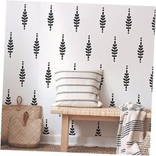 A Room with Floral Vinyl Leaves Wall Decals, Peel and Stick Modern Boho Black