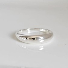 Solid 925 Sterling Silver Thin Dome High Polish Stackable Minimalist Band Ring