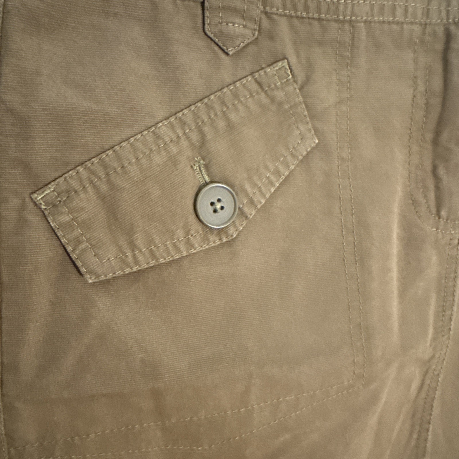 LOFT Button Front Patch Pocket Army Green Cotton … - image 2