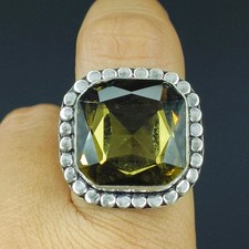 Natural Smoky Quartz Gemstone Handmade 925 Sterling Silver Ring Size-10 US