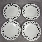 4x Vintage Westmoreland Milk Glass Plate 8.5" Forget-Me-Not Lace Edge