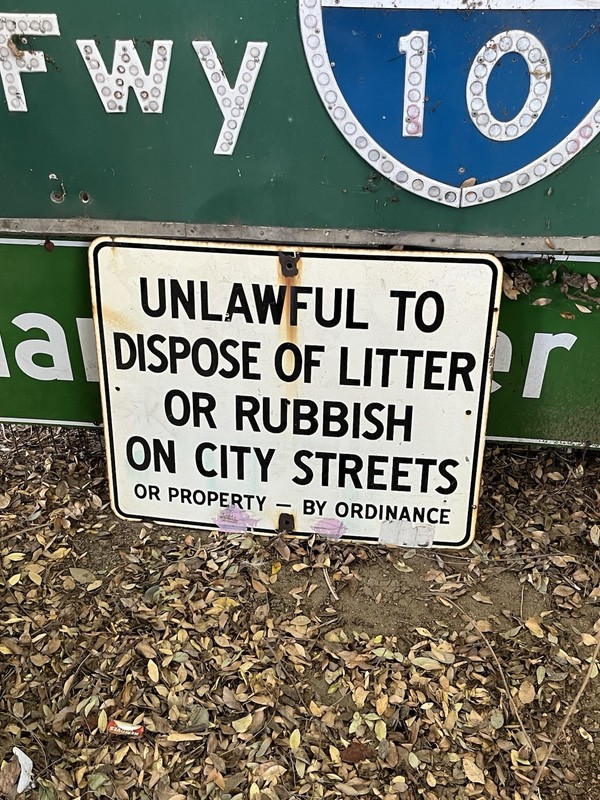 Unlawful To Dispose of Litter Or Rubbish Porcelain Enameled Sign 24” By 30”