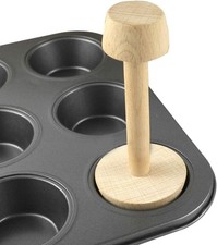 Jinshining Tart Tamper Pastry Double Side Wooden 1, light wood color
