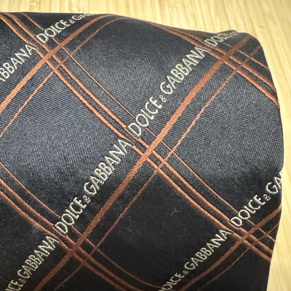 Dolce & Gabbana Cravatte Peek A Boo Pin Up Silk Woven Tie Black Vintage - Image 3 of 4