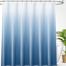 Luxury Blue and White Ombre Shower Curtain Sets with 12 Hooks, Waterproof and...