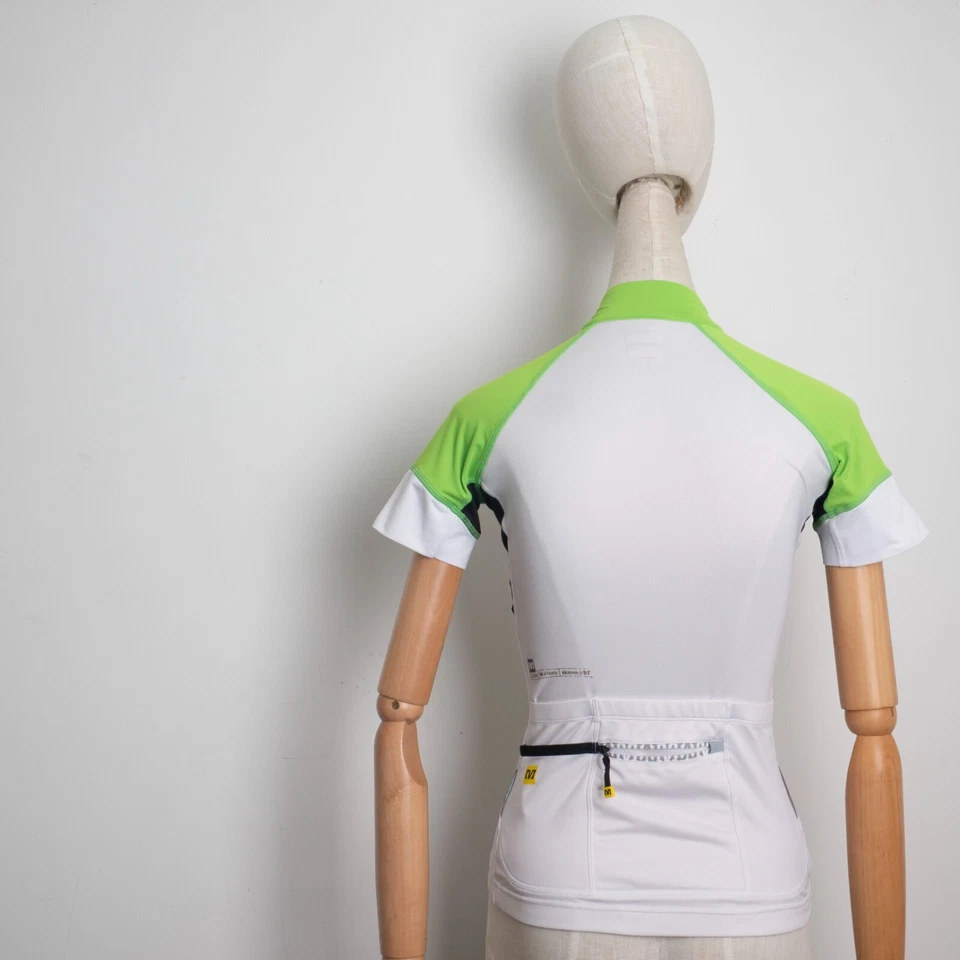 Camiseta deportiva de ciclismo para mujer Mavic XS - blanca verde cremallera completa ajustada ajuste profesional Foto 3 de 4