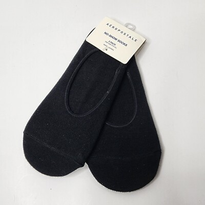 Aeropostale Womens 2 Pack Basic Lightweight Socks, Black, One Size No Show