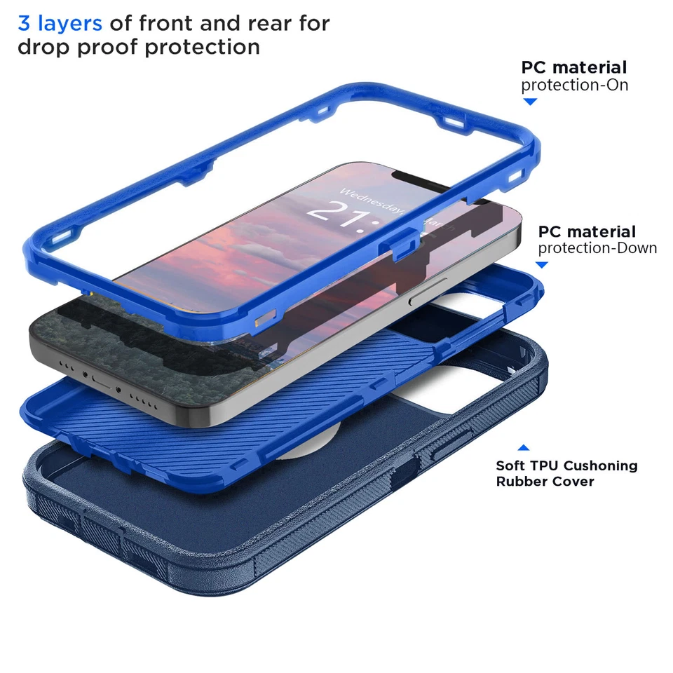 For iPhone 11 12 13 14 15 16 Pro Max XR SE 3rd 6 7 8 Plus Shockproof Case Cover - Image 2 of 4