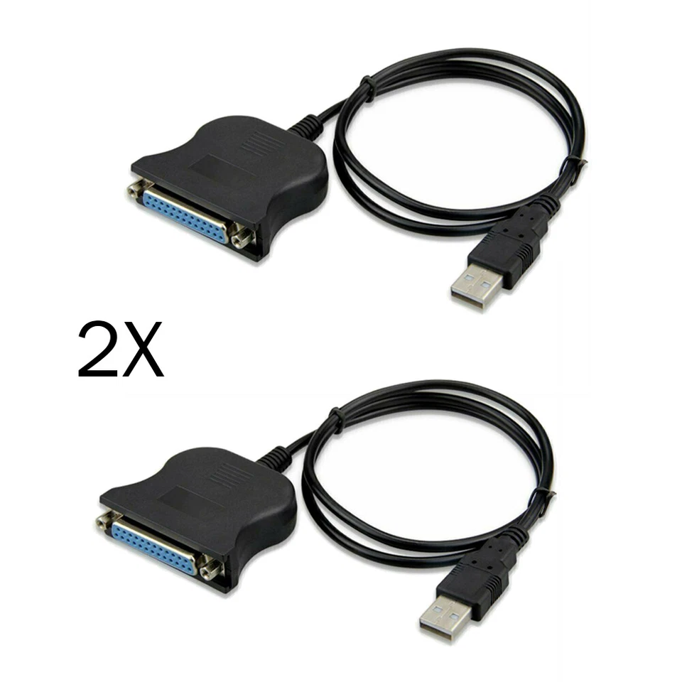 New USB to IEEE 1284 DB25 25-Pin Parallel Printer Female Adapter Cable Cord 2pcs - Image 4 of 4