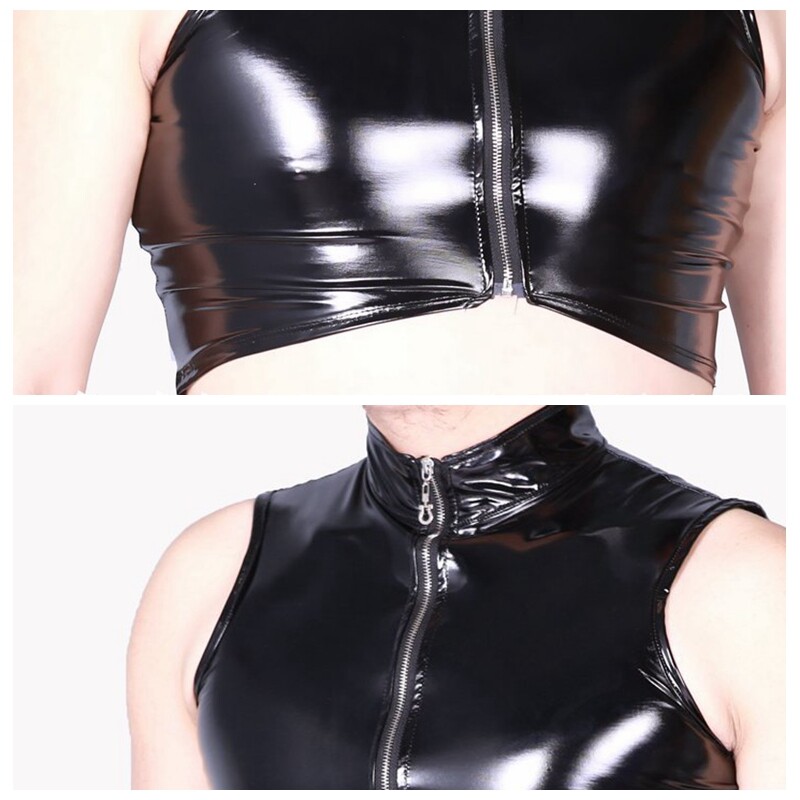 Manteau Brillant Effet Mouillé Pour Homme - En PVC/polyester - Style Clubwear Fête - Neuf Avec étiquettes