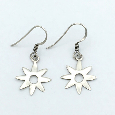 BLUME Sterling Silber Ohrringe - Cutout Mitte Handarbeit Tropfen französischer Draht