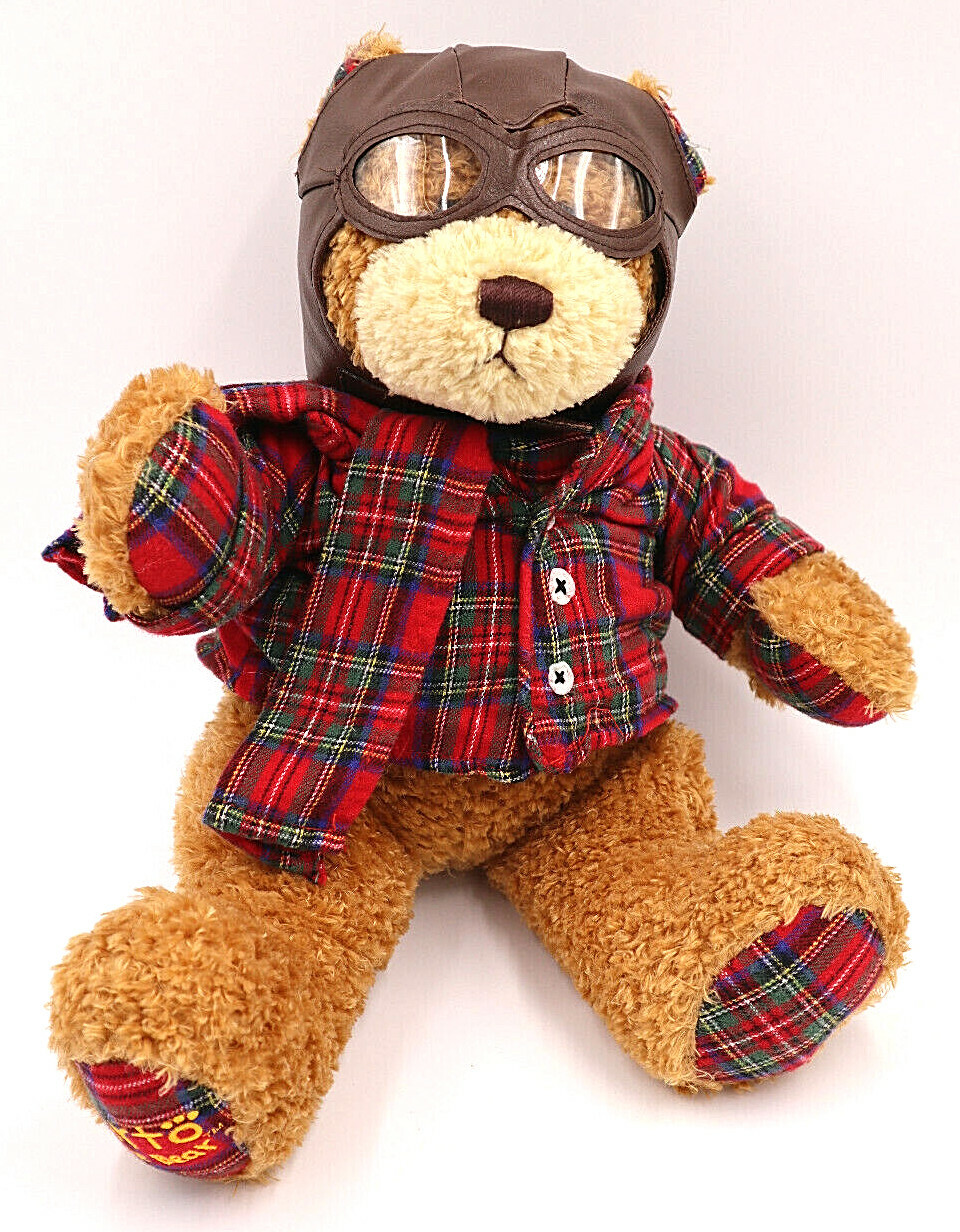 teddy bear with plaid shirt