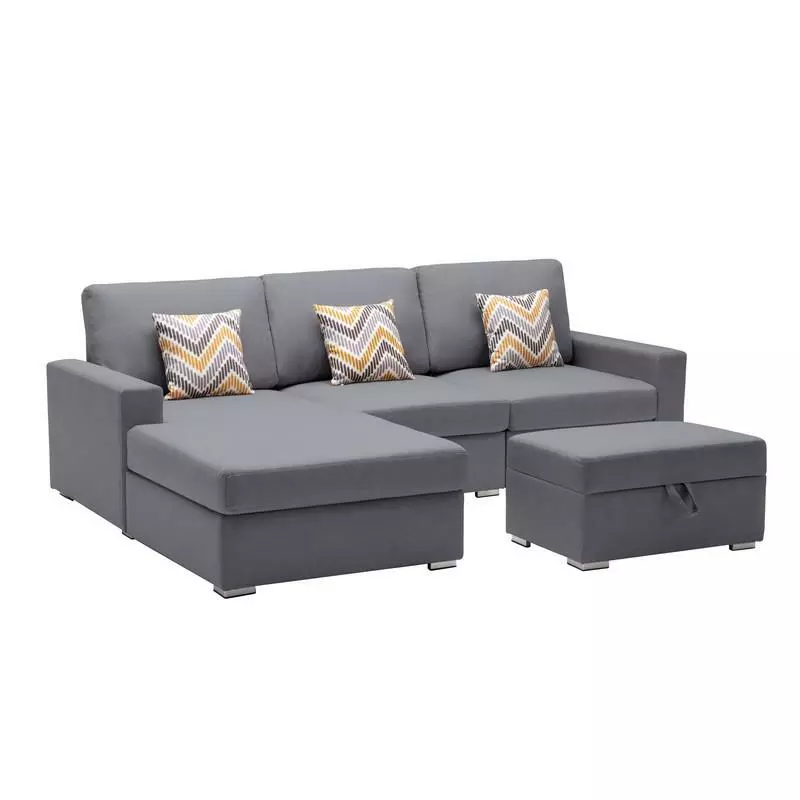 Reversible sofa and chaise with ottoman deals