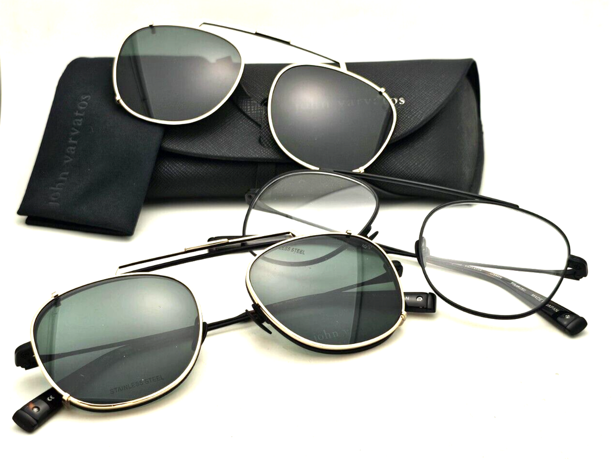 New JOHN VARVATOS Eyeglasses V176 52-19 Black Frames w/ Gold