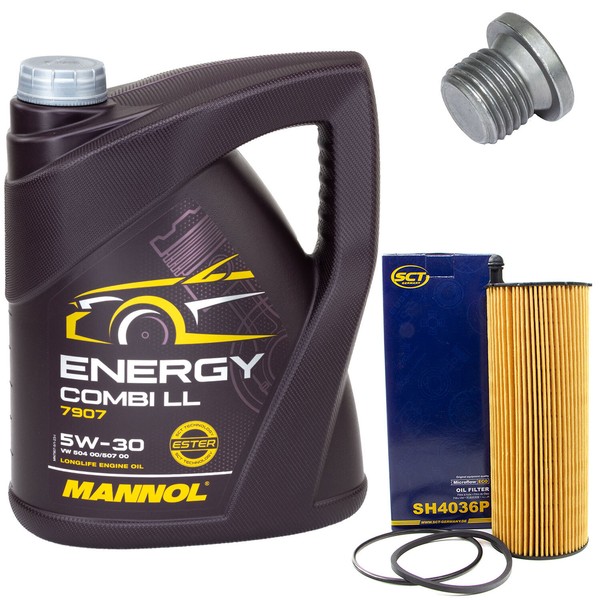 MotoröL Set 5W-30 5 Liter + ÖLfilter SH 4036 P + Schraube FüR Audi Q5 3.0 TDI-image