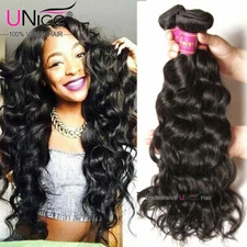 300g 8A Virgin Peruvian Natural Wave Human Hair 3 Bundles UNice Hair Extensions