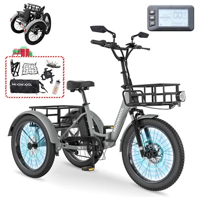 MOONCOOL E Bike Erwachsene Klapprad 20" 36V 20AH Akku Elektro Dreirad Fahrrad