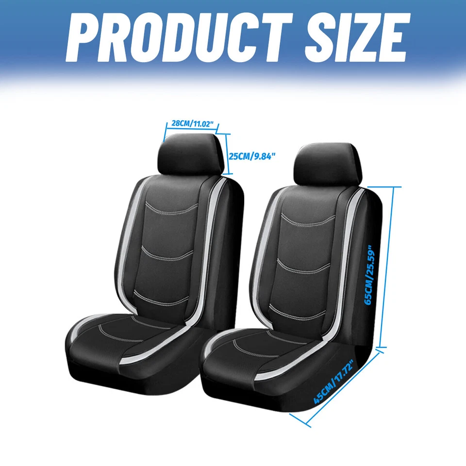 Black + Silver Front Car Seat 2-Seat Cover Leather For Audi TT Quattro Q3 Q5 Q7 Foto 4 de 4