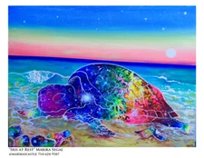 Unique Rainbow Iris Goddess Cosmic Universe Psychedelic Sea Turtle Art Print