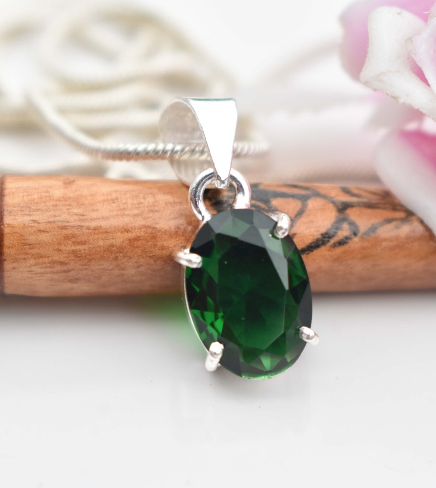 Chrome Diopside 925 Sterling Silver Gemstone Handmade Gift Women Necklace-18