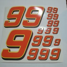 Orange w/ Yellow & Black #9's Racing Decal Sticker Sheet 1/8-1/10-1/12 RC Models