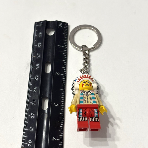 Vtg LEGO Indian Chief Rattlesnake Minifigure Key Chain Indian Western Retired - Picture 8 of 8
