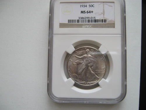 1934 , Walking Liberty Half Dollar , NGC ,MS 64+  (MS 64 Plus)