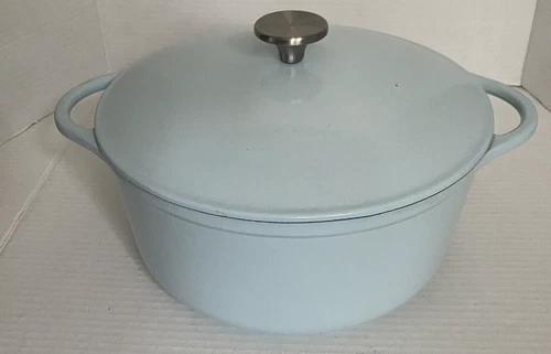 Cast Iron Light Blue Enamel Round Stew Pot with Lid          GIBSON??
