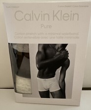 Calvin Klein Men's Underwear Cotton Stretch 3 Pack Trunk Black- White And Gray M