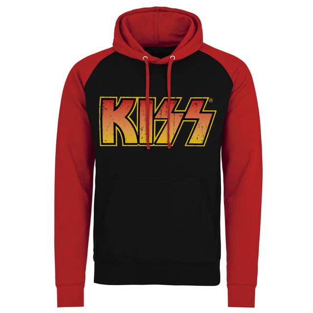 Officially Licensed KISS Distressed Logotype Baseball Hoodie SXXL