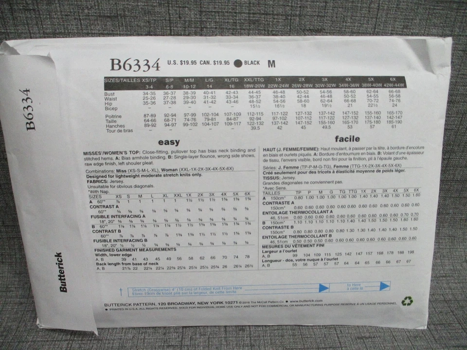 Butterick Sewing Pattern B6334 Sz 1X-6X Connie Crawford Top Tunic Shirt UNCUT - Image 3 of 4