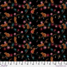 Free Spirit Woodland Holiday Daughter Earth  Chipmunk And Lights  Black 1 yard