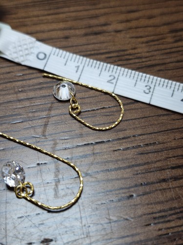 Yellow Gold Plated Threader Dangle Drop Earrings White Round Crystal ...