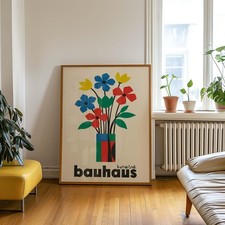 Bauhaus Botanical Flower Poster, Minimal Colo...