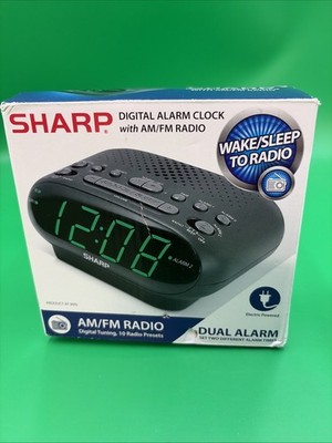 Sharp Digital Alarm Clock AM FM Radio New in Open Box Nightstand Time Display