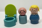Vtg Fisher-Price Little People Wooden Figures Lot Little Girl, Boy, Toilet Toys