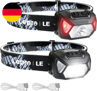 Lepro Stirnlampe LED Wiederaufladbar, USB C Kopflampe Mit 6 Modi & Rotlicht