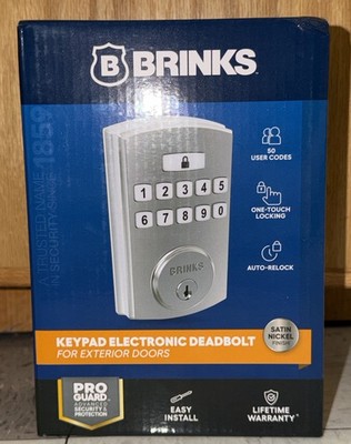 BRINKS 1859 Electronic Keypad Deadbolt Satin Nickel New Sealed