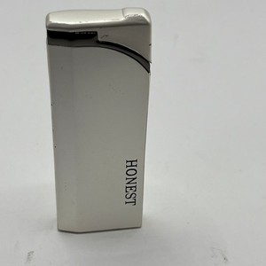 Honest Silver Tone Butane Gas Lighter Refillable Metal Lighter Tested has Spark