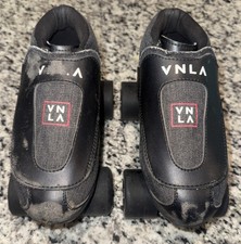 VNLA Denim Jam Roller Skates Black Leather Mens 6 Womens 7 Gorilla Plate