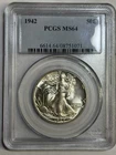 1942-P Walking Liberty Half Dollar 50c PCGS MS64 Uncirculated Blast White