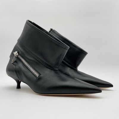 JW Anderson | Biker Kitten Heel Boot Black Pointed Toe Bootie 36 / US 6