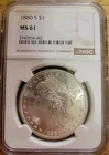 1880-S Morgan Silver Dollar MS 61 NGC